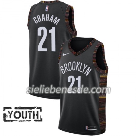 Kinder NBA Brooklyn Nets Trikot Treveon Graham 21 2018-19 Nike City Edition Schwarz Swingman